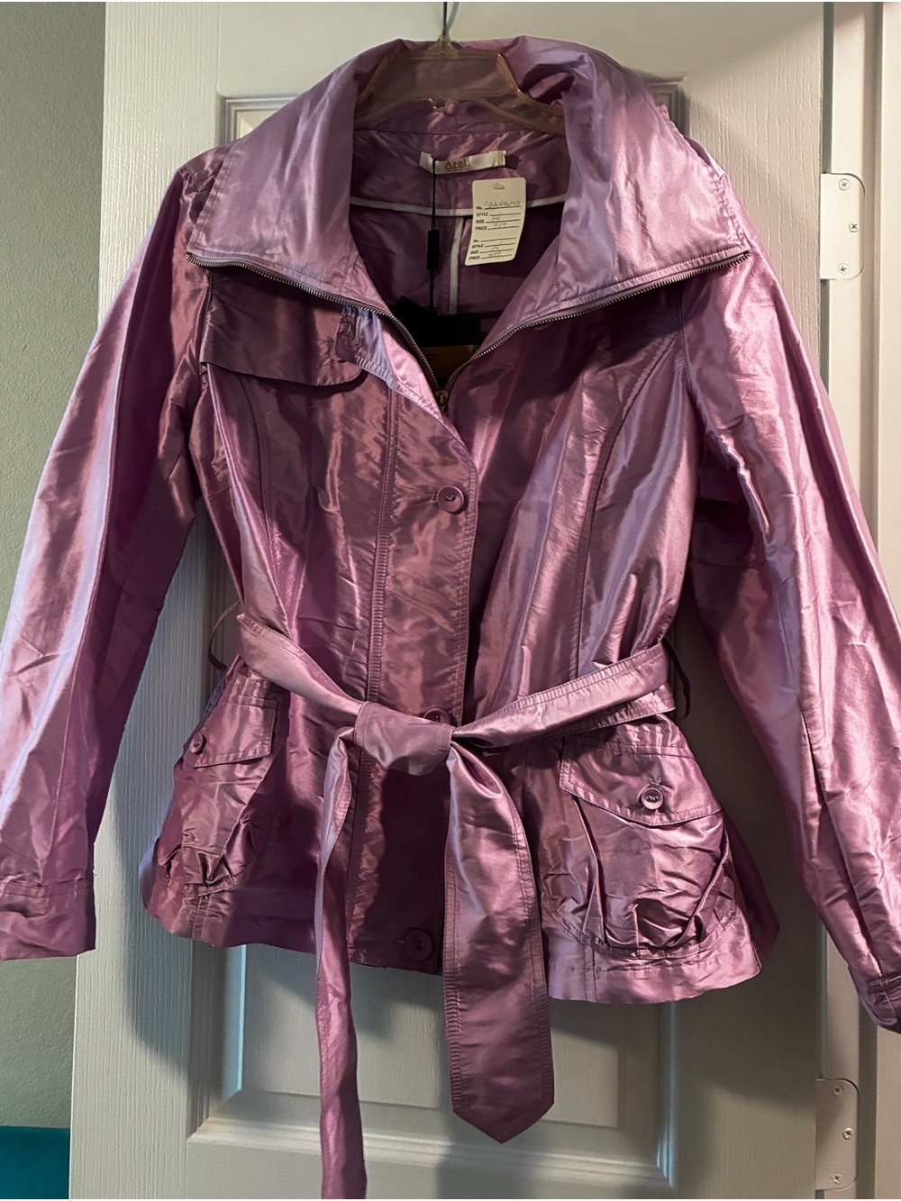 Iridescent Lavender Belted Trench Coat